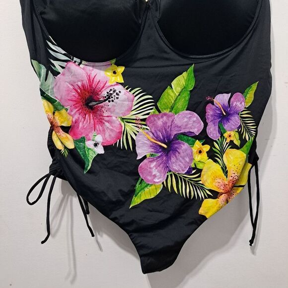 Swimsuit For All Plus Size Underwire Floral One-Piece Swimsuit Size 26 Black NWT - Picture 8 of 15